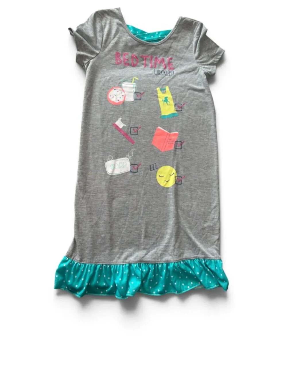 Girl SO Bedtime Checklist Nightgown With Doll Matching Gown Fits 18
